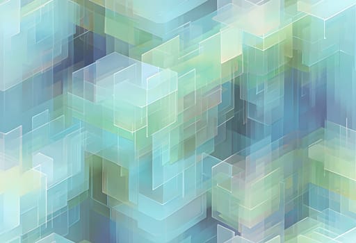 layers of translucent squares moving in a synchronized flow, resembling dynamic data visualization, AI generated