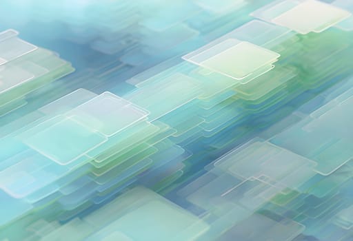 layers of translucent squares moving in a synchronized flow, resembling dynamic data visualization, AI generated