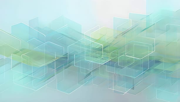 layers of translucent squares moving in a synchronized flow, resembling dynamic data visualization, AI generated