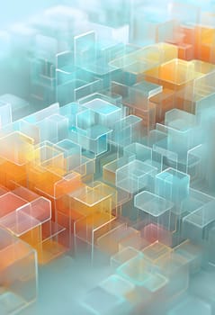 layers of translucent squares moving in a synchronized flow, resembling dynamic data visualization, AI generated