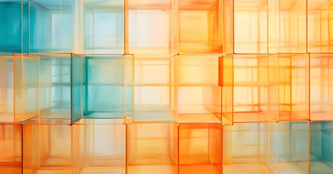 layers of translucent squares moving in a synchronized flow, resembling dynamic data visualization, AI generated