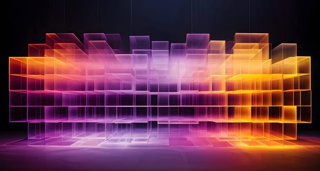 layers of translucent squares moving in a synchronized flow, resembling dynamic data visualization, AI generated