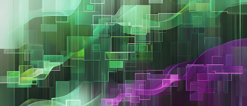 layers of translucent squares moving in a synchronized flow, resembling dynamic data visualization, AI generated