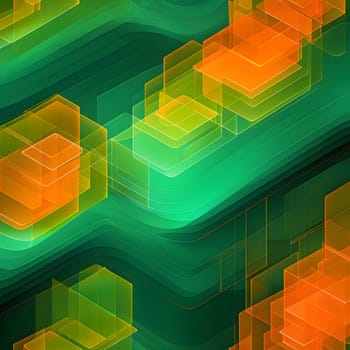 layers of translucent squares moving in a synchronized flow, resembling dynamic data visualization, AI generated