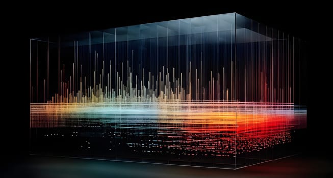 layers of translucent squares moving in a synchronized flow, resembling dynamic data visualization, AI generated
