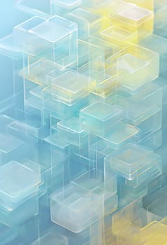 layers of translucent squares moving in a synchronized flow, resembling dynamic data visualization, AI generated