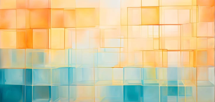 layers of translucent squares moving in a synchronized flow, resembling dynamic data visualization, AI generated