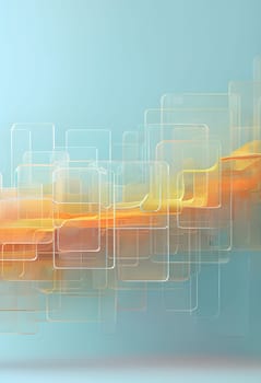 layers of translucent squares moving in a synchronized flow, resembling dynamic data visualization, AI generated