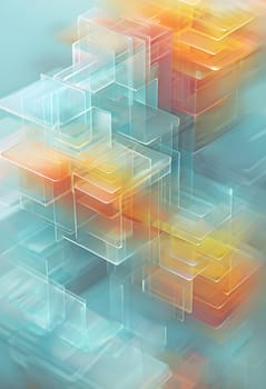 layers of translucent squares moving in a synchronized flow, resembling dynamic data visualization, AI generated