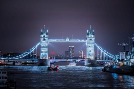 night view of london bridge. Shooting Location: UK, London