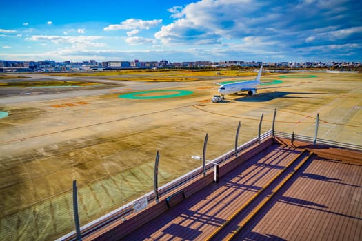 Planes and observation deck at Fukuoka Airport. Shooting Location: Fukuoka prefecture