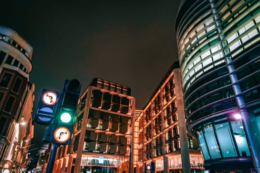 city ​​intersection at night. Shooting Location: UK, London