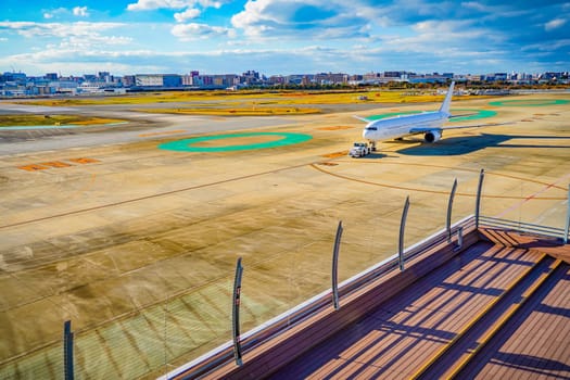 Planes and observation area at Fukuoka Airport. Shooting Location: Fukuoka prefecture