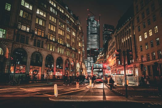 London cityscape at night. Shooting Location: UK, London