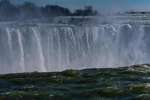 Powerful water flow of a waterfall. Shooting Location: Toronto