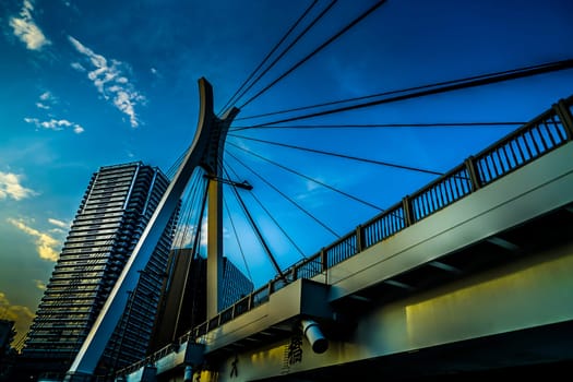Chuo Bridge and dusk. Shooting Location: Chuo Ward, Tokyo