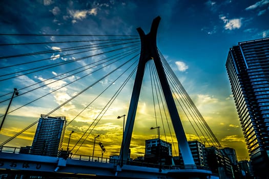 Chuo Bridge and dusk. Shooting Location: Chuo Ward, Tokyo
