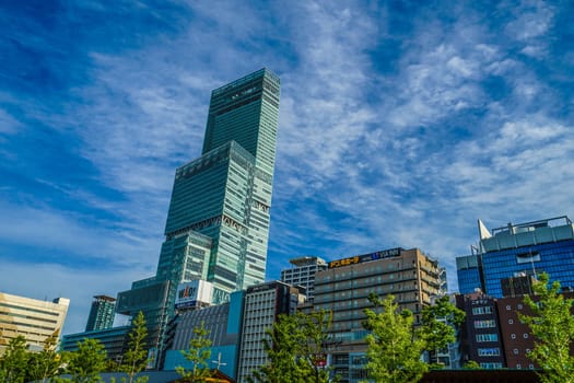 Abenobashi Terminal Building and blue sky. Shooting Location: Osaka prefecture