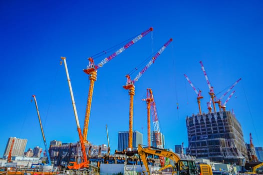 Busty construction site. Shooting Location: Minato -ku, Tokyo