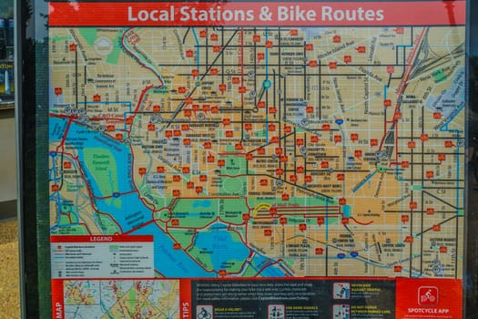 City bicycle route map. Shooting Location: Washington DC