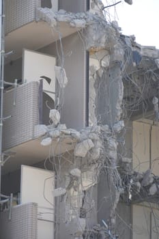 A view of a partially collapsed building. Shooting Location: Kanagawa Ward, Yokohama City