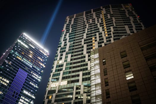 skyscrapers at night. Shooting Location: Shibuya Ward, Tokyo