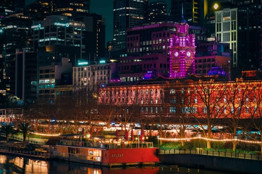Historic buildings and city night. Shooting Location: melbourne