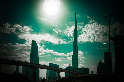 Burj Khalifa floating in the backlight. Shooting Location: dubai