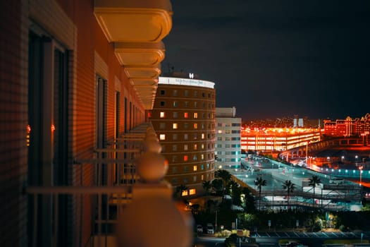 Night view of the city from the balcony. Shooting Location: Chiba prefecture