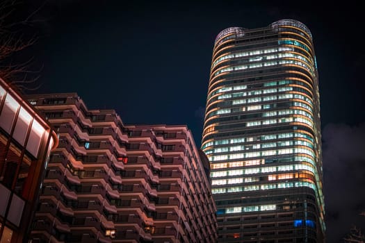 skyscrapers at night. Shooting Location: Minato Ward, Tokyo