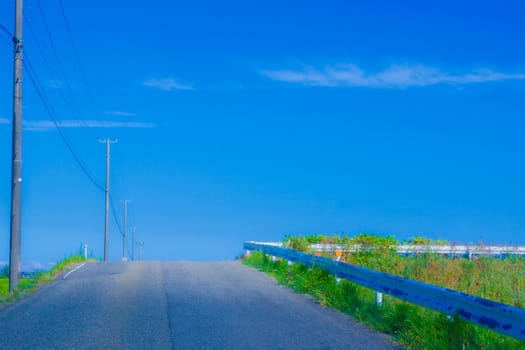 quiet country road. Shooting Location: Yamagata Prefecture
