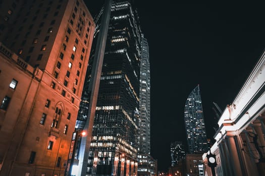 City night view and modern buildings. Shooting Location: Toronto