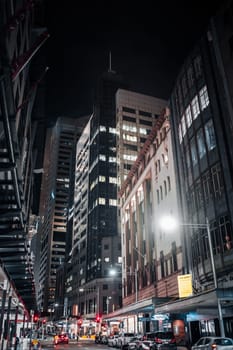 Office district and buildings at night. Shooting Location: sydney, australia