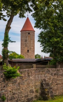Historic defense tower of Ornbau (Franconia, Germany)