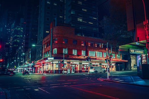 Red lighted intersection (Sydney). Shooting Location: sydney, australia