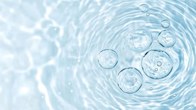 Ripples in clear blue water with abstract circular patterns, suitable as calming SPA background, AI generated