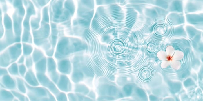 Pink flowers floating on water surface with ripples, perfect for SPA background, AI generated