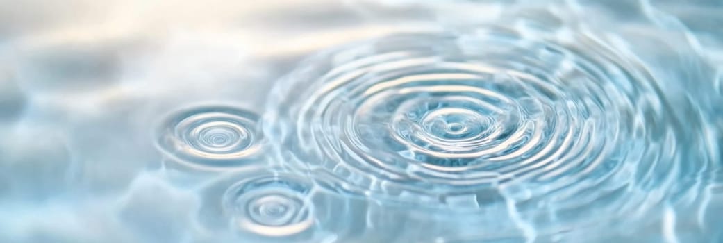 Ripples in clear blue water with abstract circular patterns, suitable as calming SPA background, AI generated