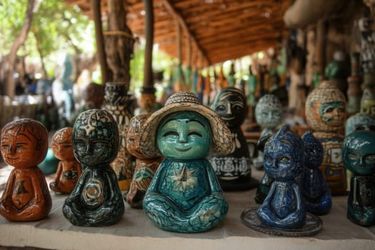 Colorful, handcrafted figurines showcasing mexican artistry and craftsmanship in a vibrant marketplace