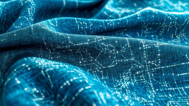 Soft woven fabric texture with a faint digital circuit design in teal, creating a modern and futuristic aesthetic, perfect for technology, innovation, or abstract backgrounds