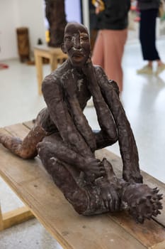 Venice, Italy - May 7 2024: 60th Art Biennale in Venice. The Dutch Pavilion - The International Celebration of Blasphemy and The Sacred by Cercle d’Art des Travailleurs de Plantation Congolaise. CATPC