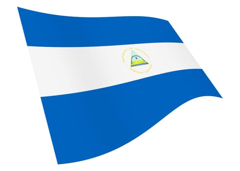 A Nicaragua waving flag graphic isolated on white with clipping path 3d illustration