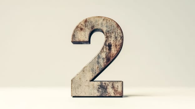 Large vintage number two positioned against a white background, creating a striking composition that highlights retro aesthetics and evokes a sense of nostalgia in its design