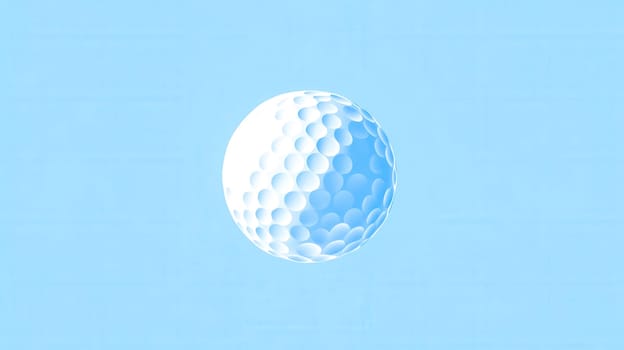 Golf ball icon with minimalist design floating on a solid light blue textured background, providing a clean and modern representation of the sport