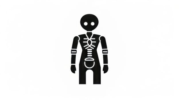 Simple black icon of a medical robot assistant showing internal organs, representing futuristic healthcare and artificial intelligence in medicine