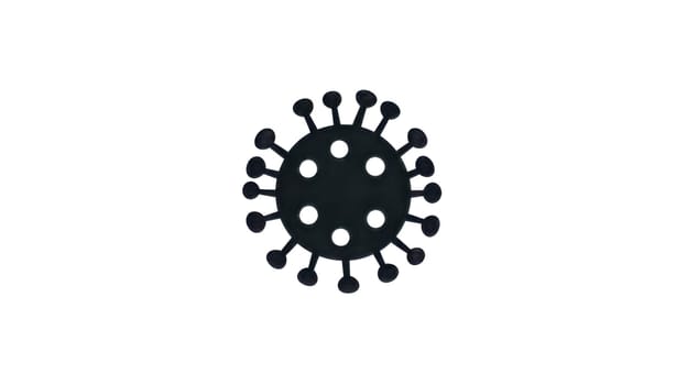 Stylized black virus icon on a white background representing the global pandemic, highlighting the critical importance of health and safety measures in today's world