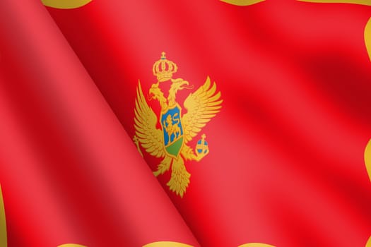 A Montenegro waving flag 3d illustration wind ripple