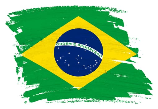 A Brazil flag background paint splash brushstroke 3d illustration with clipping path Verde e amarela
