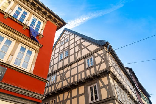 traditional half timbered houses exterior in Erfurt, Germany