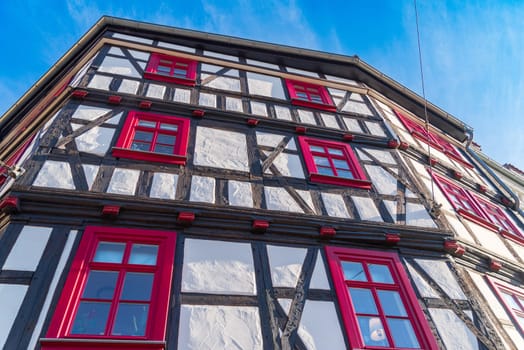 traditional half timbered houses exterior in Erfurt, Germany